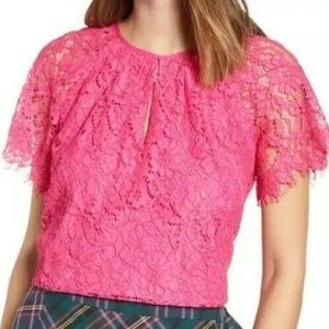 🌸Lace short-sleeve top/blouse  in Pink